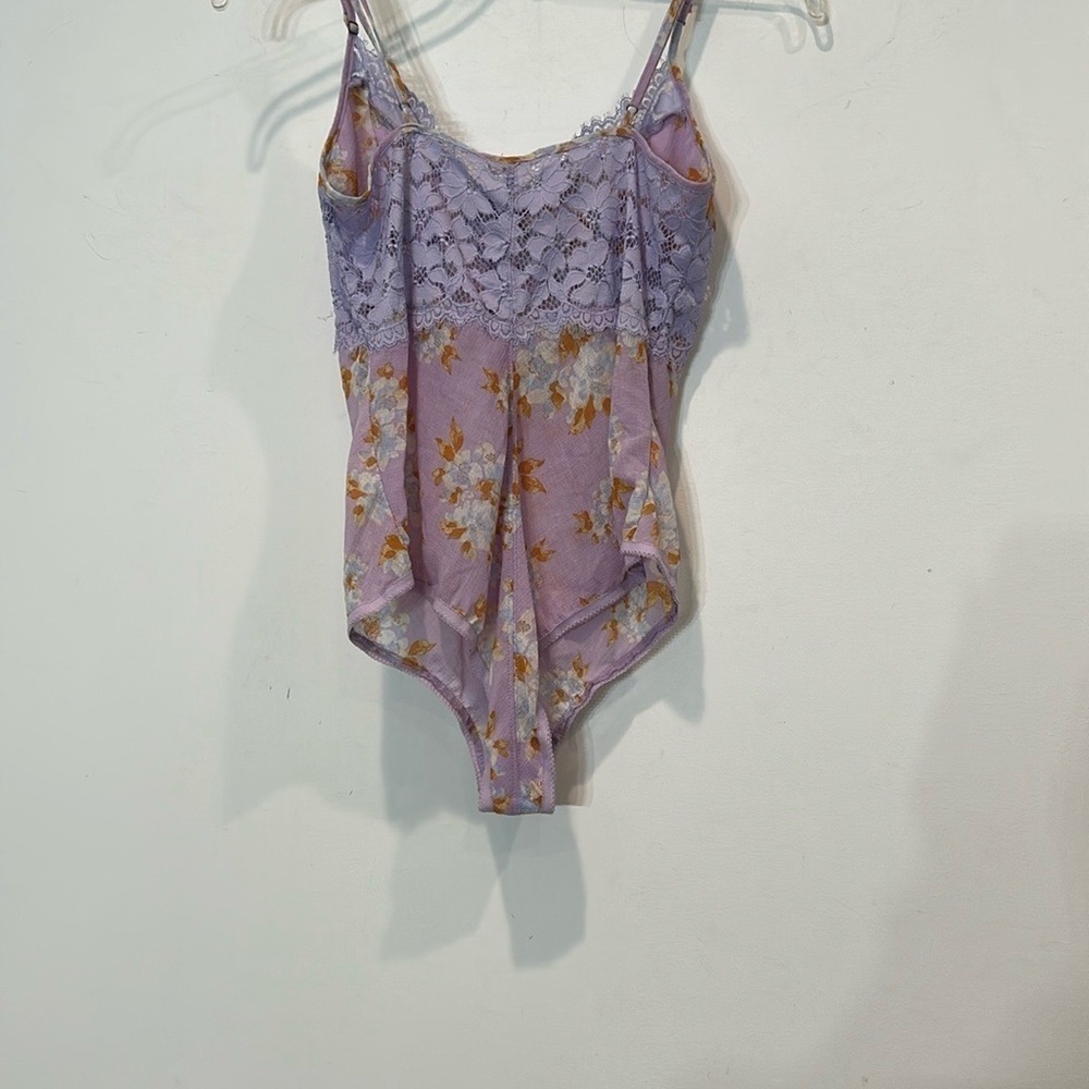 Free People Purple lilac /Orange floral lace  Bodysuit women’s small new w tag - Picture 5 of 7